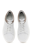 Men's White Lace-up Thick-Sole Leather Sneaker | Derimod Men's White Lace-up Thick-Sole Leather Sneaker | Derimod