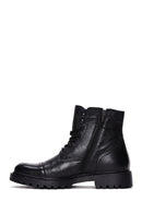 Men's Black Leather Zippered Boots | Derimod Men's Black Leather Zippered Boots | Derimod