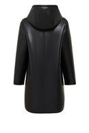 Artesina Women's Black Hooded Teddy Leather Coat | Derimod Artesina Women's Black Hooded Teddy Leather Coat | Derimod
