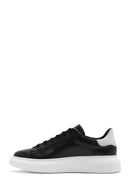 Men's Black Lace-up Thick-Sole Leather Sneaker | Derimod Men's Black Lace-up Thick-Sole Leather Sneaker | Derimod