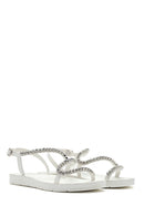 Women's White Stone Sandals | Derimod Women's White Stone Sandals | Derimod