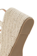 Women's Gold Ankle Strap Metallic Wedge Heel Espadrilles | Derimod Women's Gold Ankle Strap Metallic Wedge Heel Espadrilles | Derimod