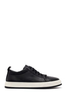 Erkek Siyah Bağcıklı Deri Sneaker | Derimod Erkek Siyah Bağcıklı Deri Sneaker | Derimod