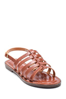 Women's Tan Crocodile Flat Sandals | Derimod Women's Tan Crocodile Flat Sandals | Derimod