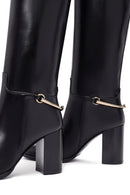 Kadın Siyah Kalın Topuklu Deri Çizme | Derimod Kadın Siyah Kalın Topuklu Deri Çizme | Derimod
