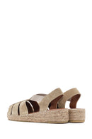Women's Beige Suede Leather Espadrille Sandals | Derimod Women's Beige Suede Leather Espadrille Sandals | Derimod