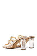 Women's Pink Transparent Thick Heeled Slippers | Derimod Women's Pink Transparent Thick Heeled Slippers | Derimod