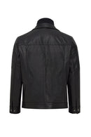 Mateo Men's Black Leather Jacket | Derimod Mateo Men's Black Leather Jacket | Derimod