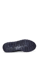Erkek Lacivert Deri Desenli Sneaker | Derimod Erkek Lacivert Deri Desenli Sneaker | Derimod