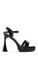 Women's Black Patent Leather Platform Heeled Sandals | Derimod Women's Black Patent Leather Platform Heeled Sandals | Derimod
