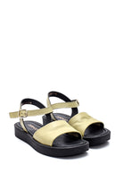 Women's Mint Green Leather Flat Sandals | Derimod Women's Mint Green Leather Flat Sandals | Derimod