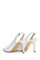 Women's White Leather Heeled Shoes | Derimod Women's White Leather Heeled Shoes | Derimod