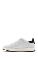 Men's White Lace-up Leather Sneaker | Derimod Men's White Lace-up Leather Sneaker | Derimod