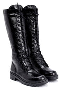 Women's Wrinkled Patent Leather Lace Up Boots | Derimod Women's Wrinkled Patent Leather Lace Up Boots | Derimod