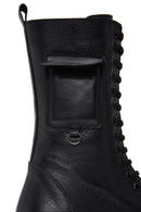 Women's Black Thick Soled Leather Boots | Derimod Women's Black Thick Soled Leather Boots | Derimod