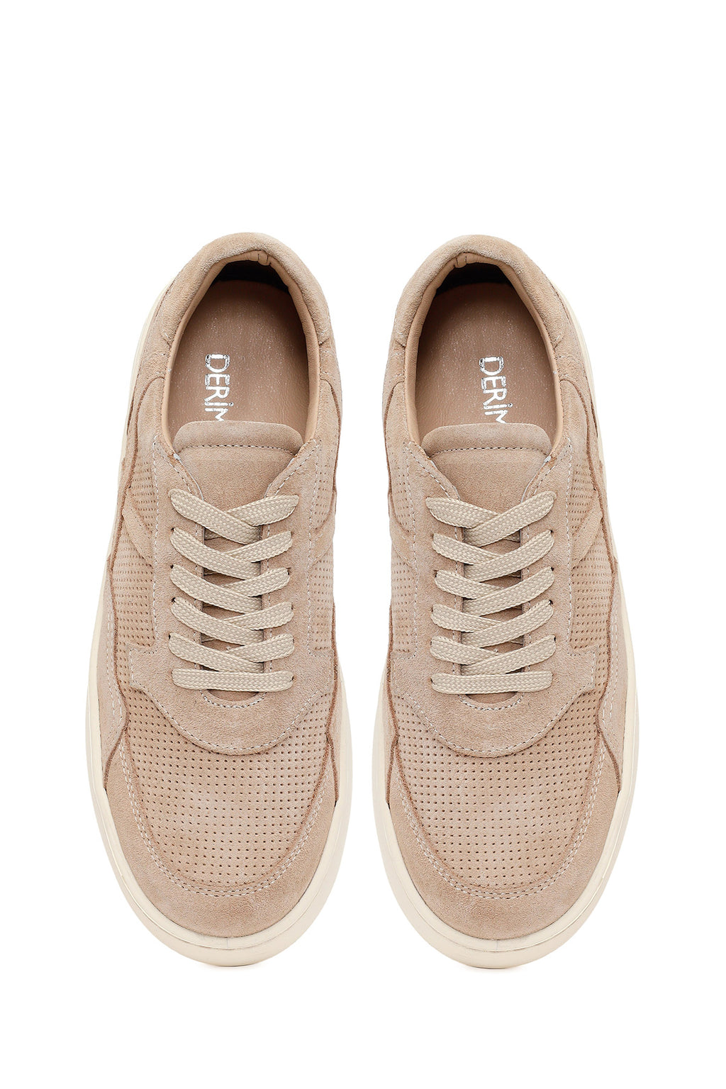 Kadın Bej Bağcıklı Süet Deri Sneaker
