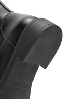 Women's Black Zipper Lace-Up Combat Boots | Derimod Women's Black Zipper Lace-Up Combat Boots | Derimod