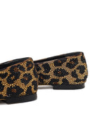 Women's Leopard Patterned Jeweled Leather Ballet Flat | Derimod Women's Leopard Patterned Jeweled Leather Ballet Flat | Derimod