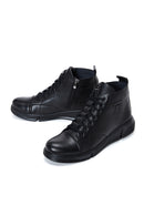 Men's Black Leather Zippered Boots | Derimod Men's Black Leather Zippered Boots | Derimod