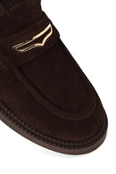 Woman Brown Buckled Thick-Soled Suede Loafer | Derimod Woman Brown Buckled Thick-Soled Suede Loafer | Derimod