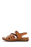 Women's Tan Strap Leather Comfort Sandals | Derimod Women's Tan Strap Leather Comfort Sandals | Derimod