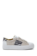 Kadın Bej Deri Desenli Sneaker | Derimod Kadın Bej Deri Desenli Sneaker | Derimod