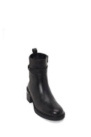 Woman Black Zip Closure Chunky-heeled Leather Boots | Derimod Woman Black Zip Closure Chunky-heeled Leather Boots | Derimod
