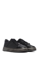 Male Black Lace-Up Leather Sneaker | Derimod Male Black Lace-Up Leather Sneaker | Derimod