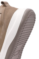Men's Mink Lace-Up Nubuck Leather Sneaker | Derimod Men's Mink Lace-Up Nubuck Leather Sneaker | Derimod