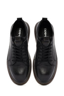 Men's Black Thick Sole Lace Up Leather Sneaker | Derimod Men's Black Thick Sole Lace Up Leather Sneaker | Derimod