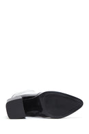 Women's Black Patent Leather Zippered Heeled Classic Boots | Derimod Women's Black Patent Leather Zippered Heeled Classic Boots | Derimod