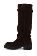 Woman Brown Thick-Soled Suede Boots | Derimod Woman Brown Thick-Soled Suede Boots | Derimod