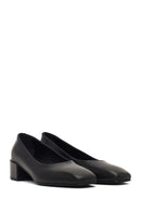 Women's Black Thick Short Heel Leather Shoe | Derimod Women's Black Thick Short Heel Leather Shoe | Derimod