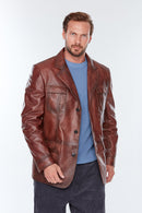 Kevin Men's Brown Leather Jacket | Derimod Kevin Men's Brown Leather Jacket | Derimod