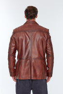 Kevin Men's Brown Leather Jacket | Derimod Kevin Men's Brown Leather Jacket | Derimod
