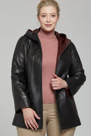 Hilary Plus Women's Leather Jacket | Derimod Hilary Plus Women's Leather Jacket | Derimod