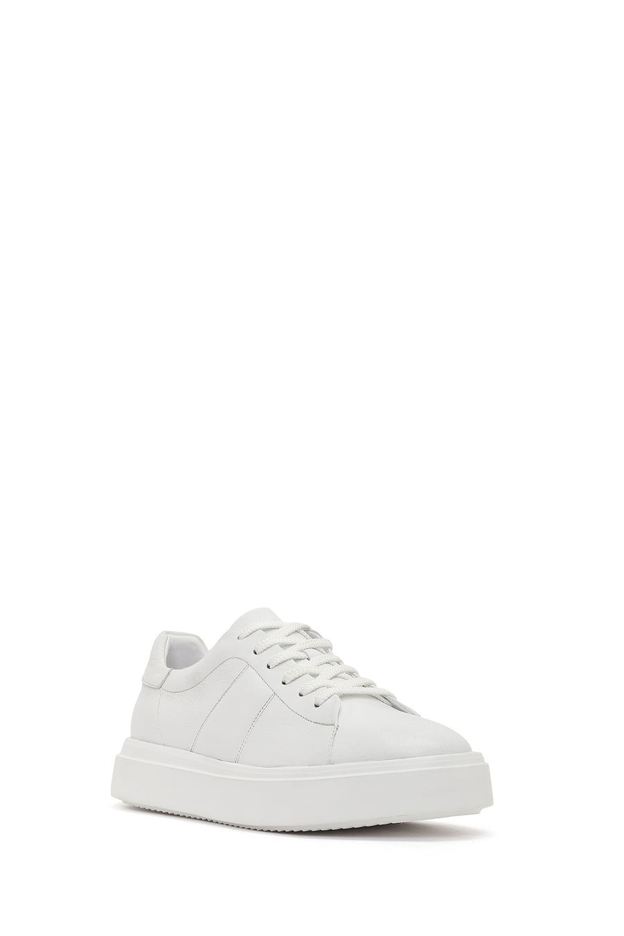 Erkek Beyaz Bağcıklı Kalın Tabanlı Deri Sneaker
