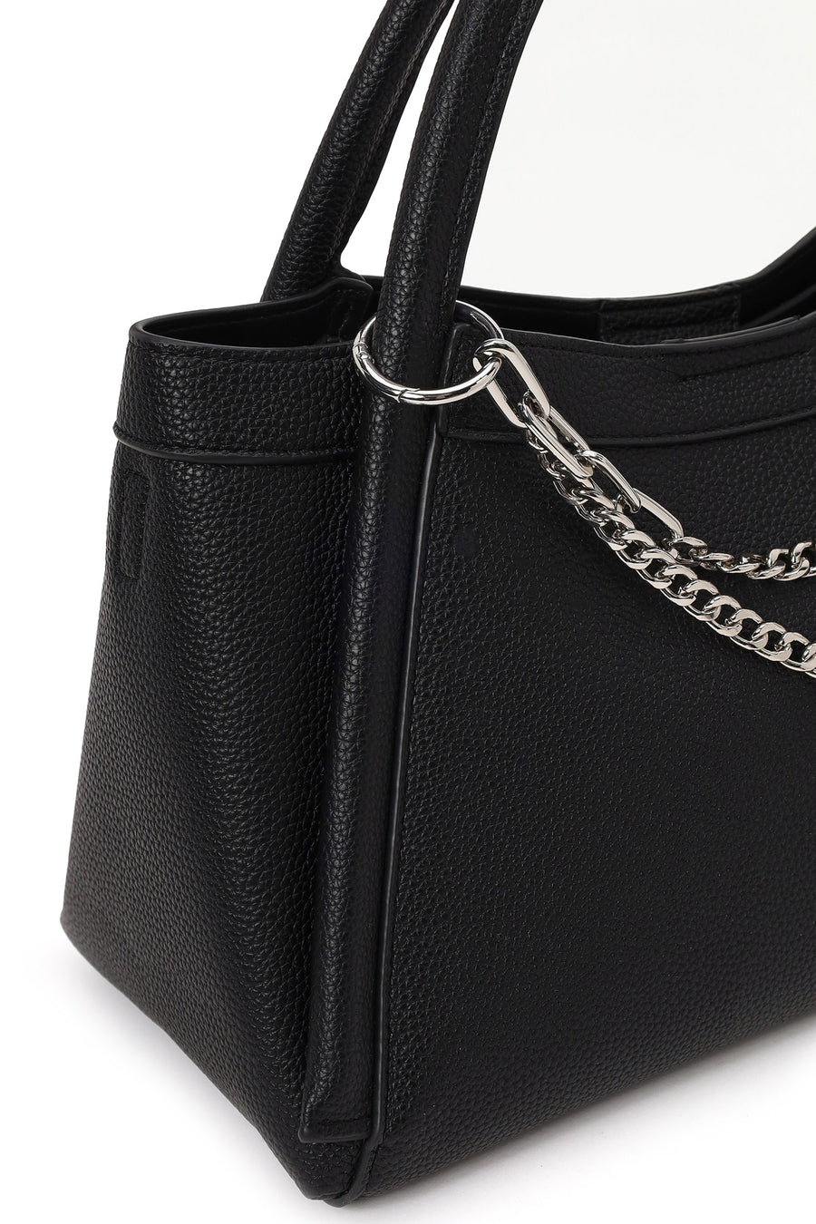 Woman Black Long-Strap Charm Shoulder Bag