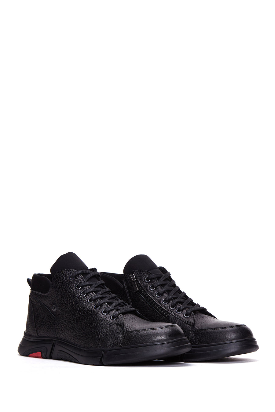 Men's Black Leather Casual Zipper Boots