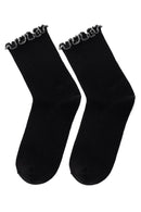 Women's Black Silver Cotton Socks | Derimod