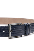 Men's Navy Blue Leather Belt | Derimod