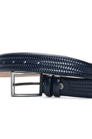 Men's Navy Blue Leather Belt | Derimod