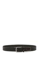 Men's Green Braided Leather Belt | Derimod