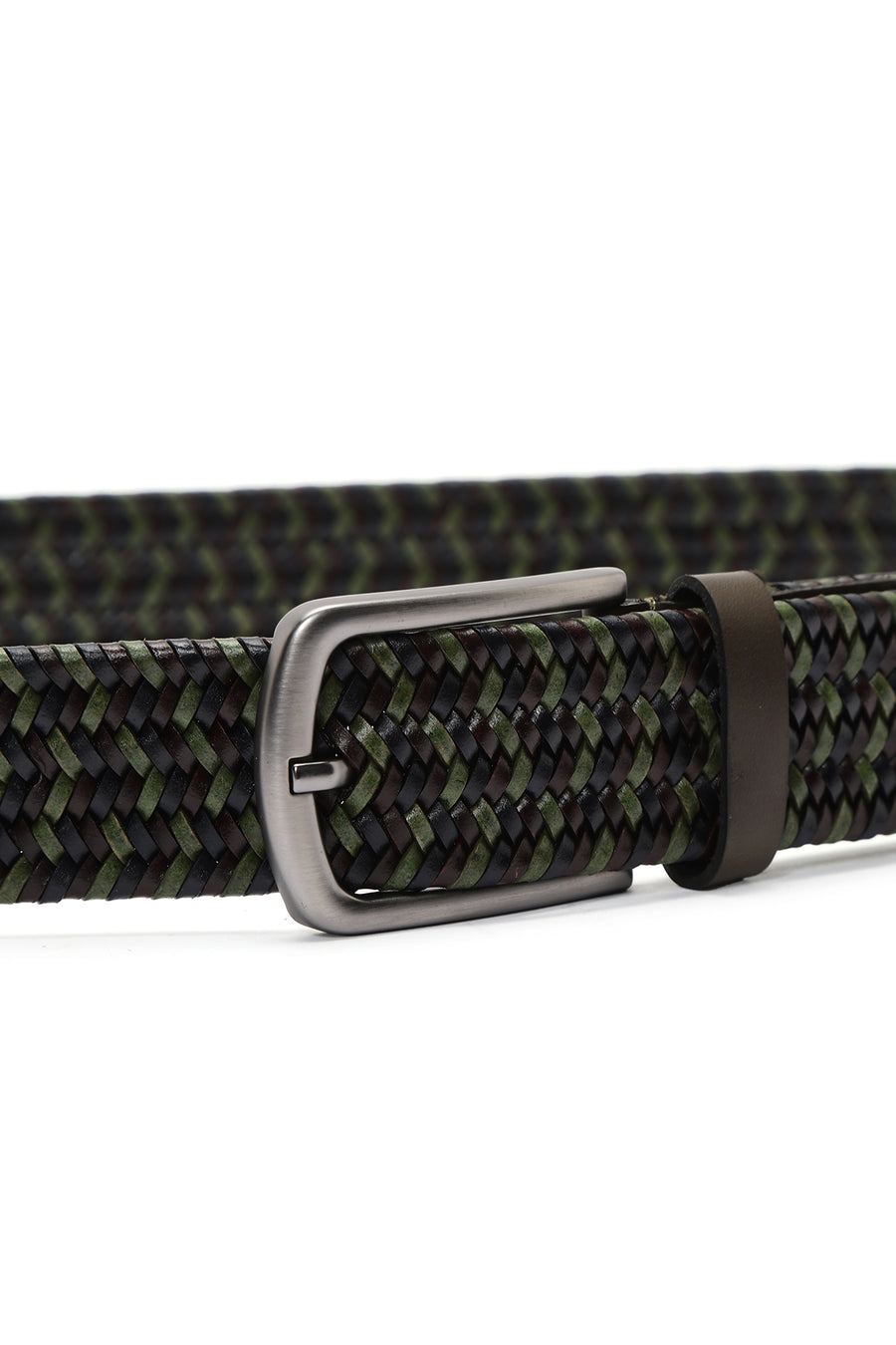 Men's Green Braided Leather Belt