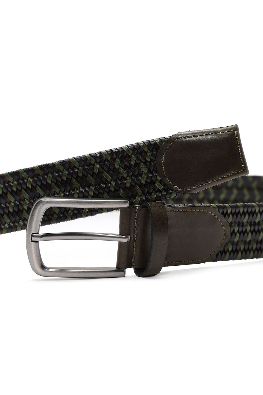 Men's Green Braided Leather Belt