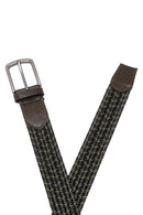 Men's Green Braided Leather Belt | Derimod