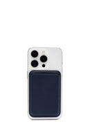 Men's Navy Leather Magnetic Wallet | Derimod