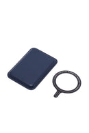 Men's Navy Leather Magnetic Wallet | Derimod