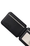 Men's Black Leather Magnetic Wallet | Derimod