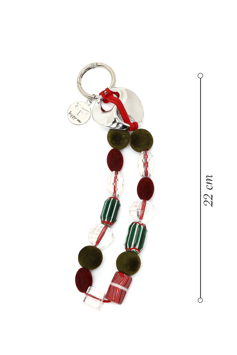Women's Red Beaded Metal Charm